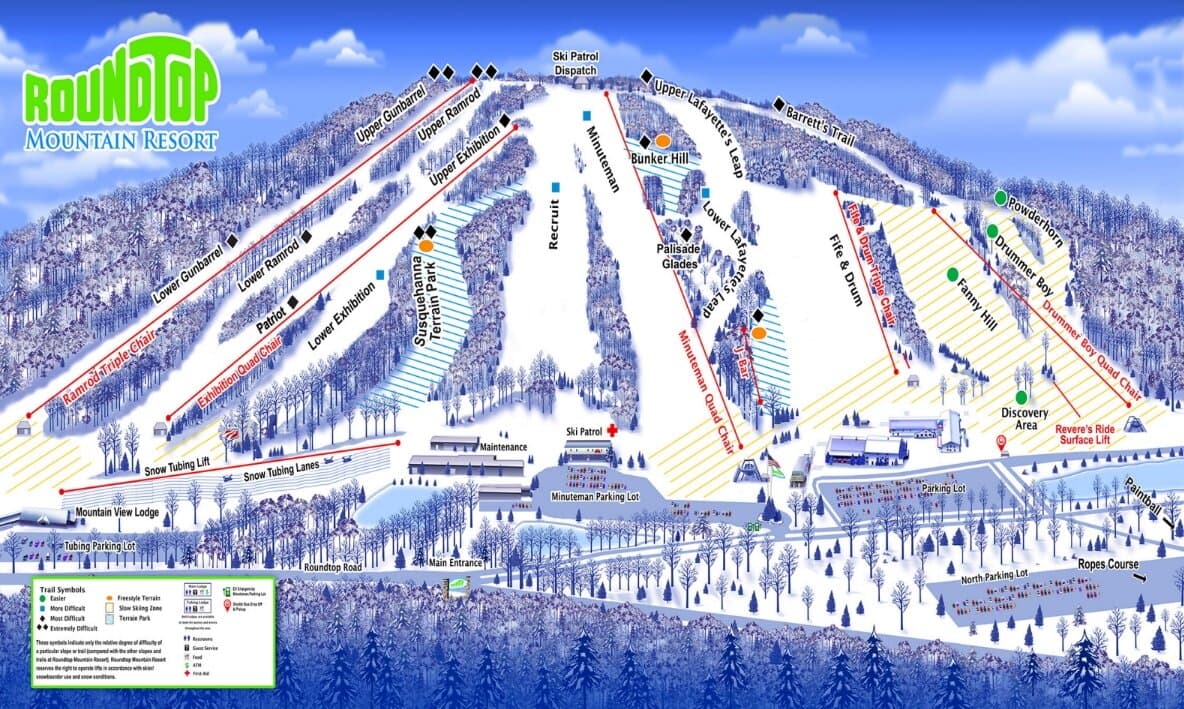 Roundtop Mountain Resort Trail Map